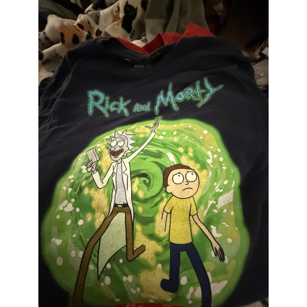 Rick and Morty T-shirt BLUE 2XL -100% Cotton- Front Full Graphic